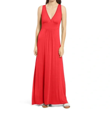 New 68$ Loveappella Women's Size M Lipstick Red Knit Stretch Jersey Maxi Dress