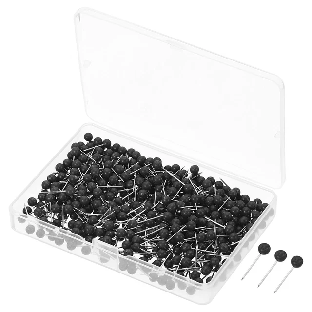 Spingi Perni,500pz Plastica Rotondo Testa Mappa Punta Pollice Acciaio Punto,Nero