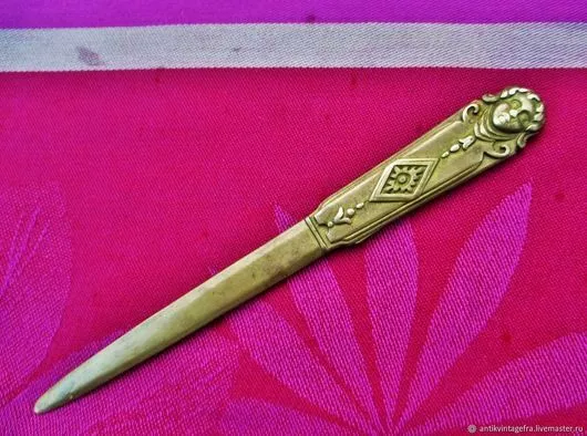 Couteau ancien ouvre lettre Femme Bronze Art Nouveau Old knife letter opener Wom 3