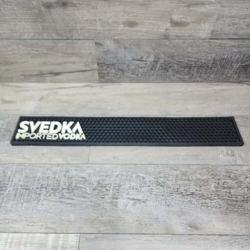 SVEDKA Imported Vodka Black White Rubber Bar Rail Mat 23.25" x 3.5"