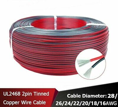 Electrical Wire 2pin Tinned Copper Speaker Red Black Cable LED Electric Wiring