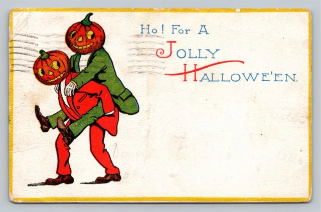 Halloween Fantasy Jack-o-Lantern JOL Gibson Old VTG 1913 Postcard