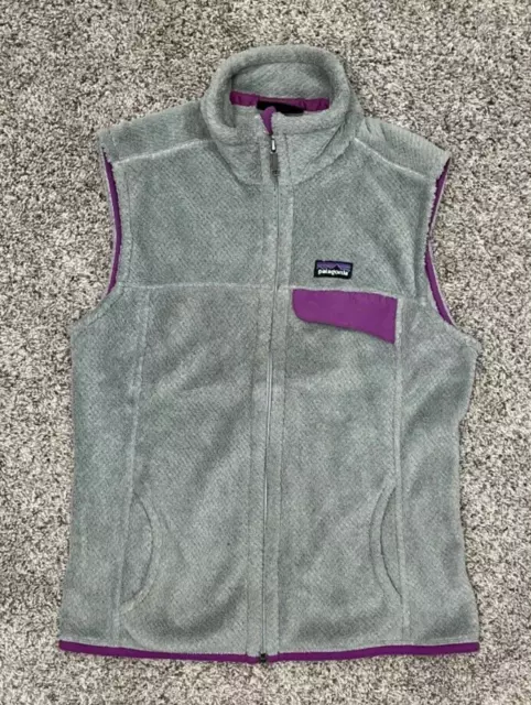 Patagonia ReTool Snap-T Fleece Vest Collard Zip Up Gray Purple Women's Medium
