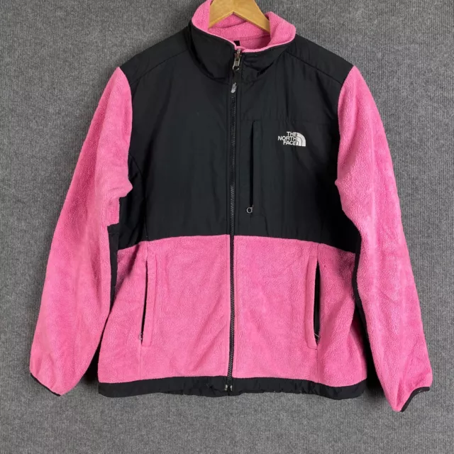 The North Face Jacket Womens Large Pink Black Bomber Fleece Polartec Recycled