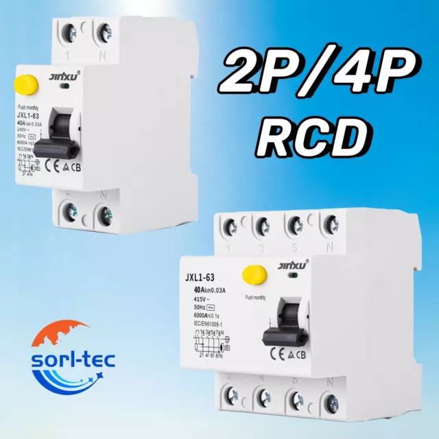 RCD RCCB FI-Schalter Fehlerstromschutzschalter 2 / 4 polig 16A-63A 30mA 300mA