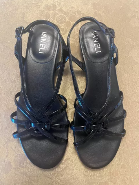 VANELi Strappy Knot Sandals, Black Patent Leather, Size 5 1/2