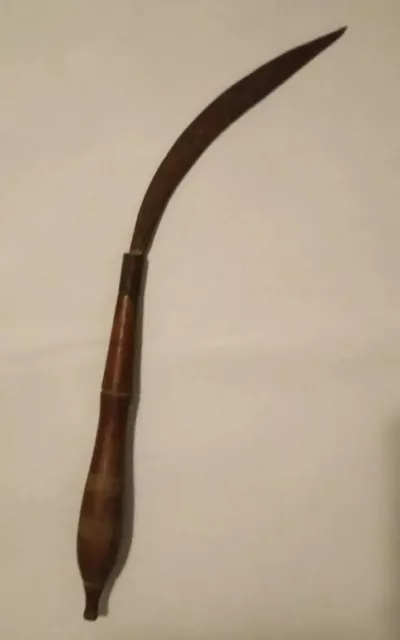 Antique Burmese Thai Dha Daab Dagger Asian Sword Hand Carved Wood Handle