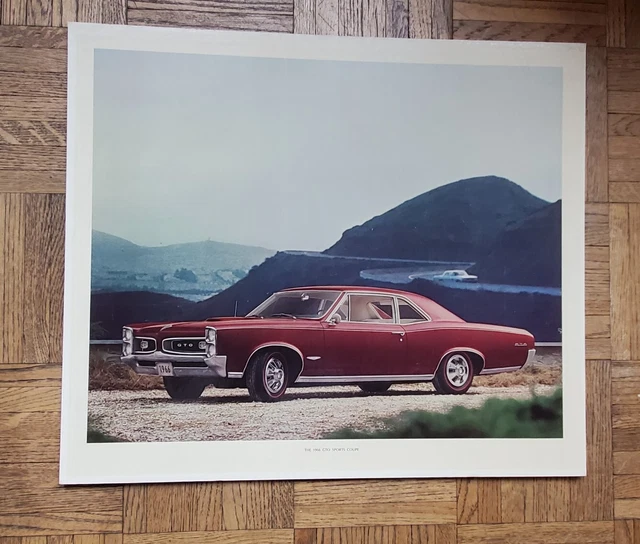 Vtg 1966 GTO Sports Coupe Pontiac Dealership Showroom Cardboard Sign 20.5 x 17.5