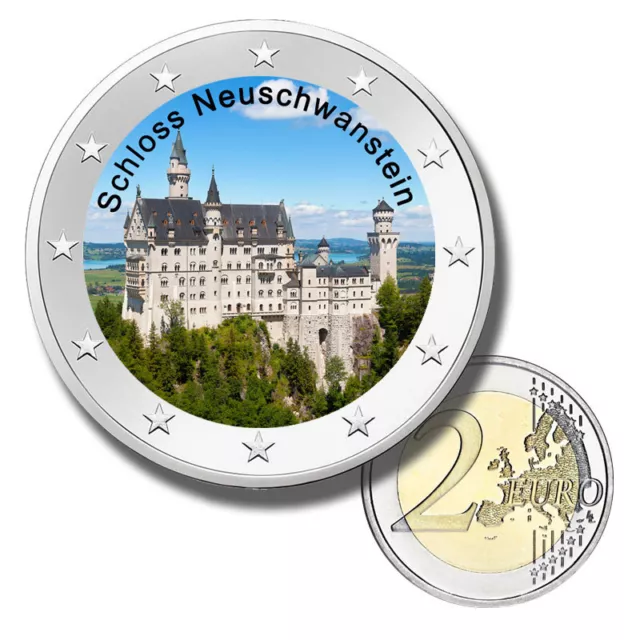 2 Euro Farbmünze "Schloss Neuschwanstein" - 2 Euro coloured coin - bankfrisch