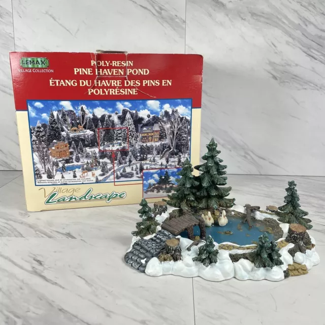 Vintage LEMAX "PINE HAVEN POND" Village Landscape 2000 #03324A Retired