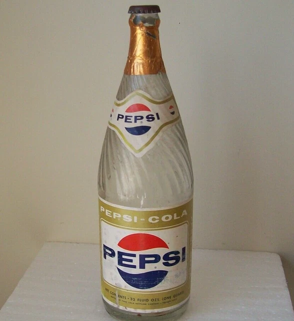 Rare Pepsi Quart Bottle Independent Bottling Co 1965 Gold Paper Lable, FOIL NECK Rare Pepsi Quart Bottle Independent Bottling Co 1965 Gold Paper Lable, FOIL NECK