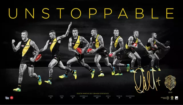 2017 Brownlow Medal Dustin Martin Signed AFL Richmond Print Only Unstoppable