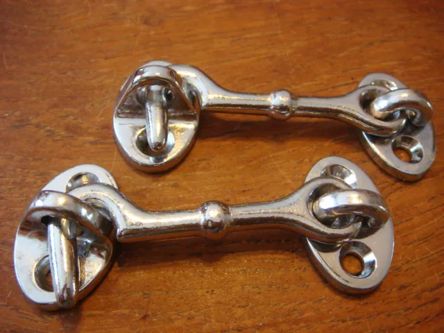 2 1/2" Cabin Door HOOKS Hook & Eye 2.5 inch Chrome BRASS NOS LOT 100