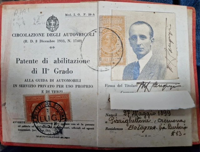 Patente Di Abilitazione Di II grado Alla Guida Di Automobili 1927-2943