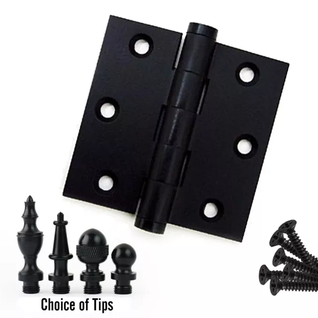 Door Hinge 3 x 3 Solid Brass Matte Black Architectural Grade with Tips