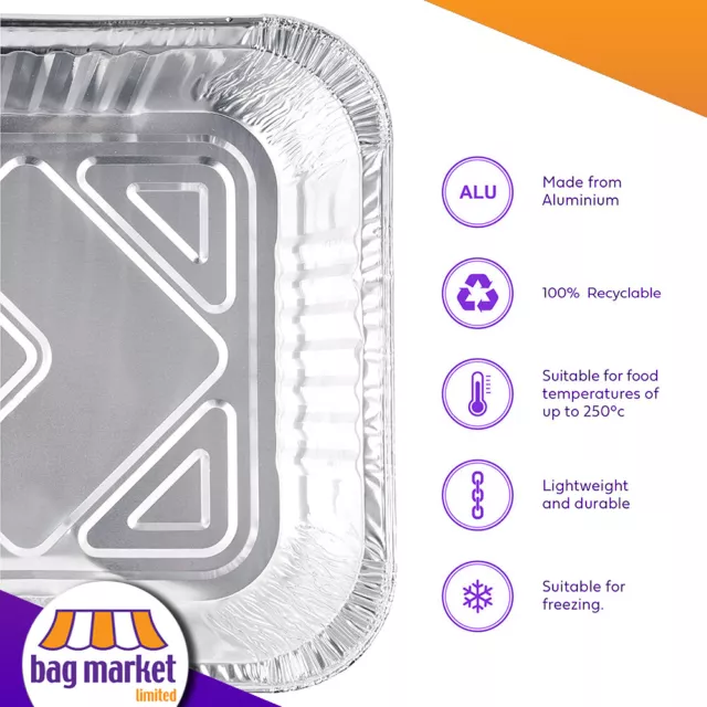 Aluminium Foil Food Containers with Lids - Disposable, Takeaway, Catering, Tubs 3