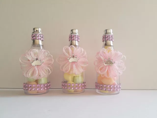 12 Princess Fillable Champagne Bottles Baby Shower Favors It's a Girl Decoration
