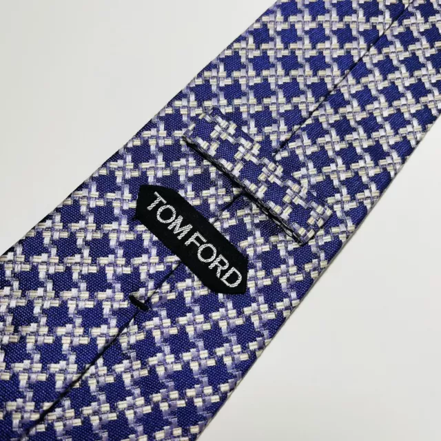 Tom Ford Purple Silk/Cotton Blend Tie w Tan&Silver Design 59.5x3.75” New Cond.