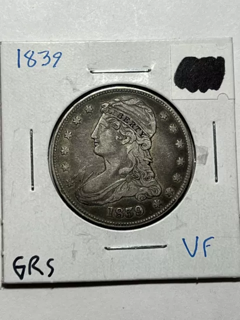 1839 50c Capped Bust Silver Half Dollar XF Details Better Date
