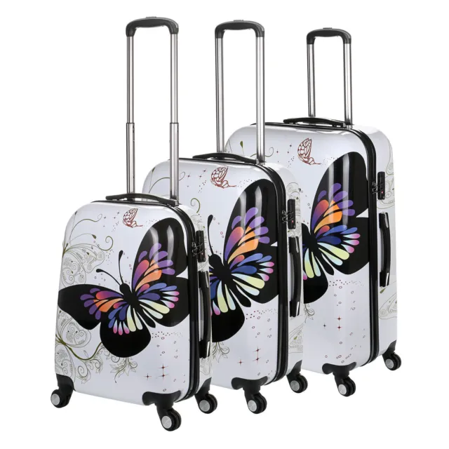 Hard Shell case 4 Wheel Spinner Cabin Suitcase with Butterfly detail PC CarryOn