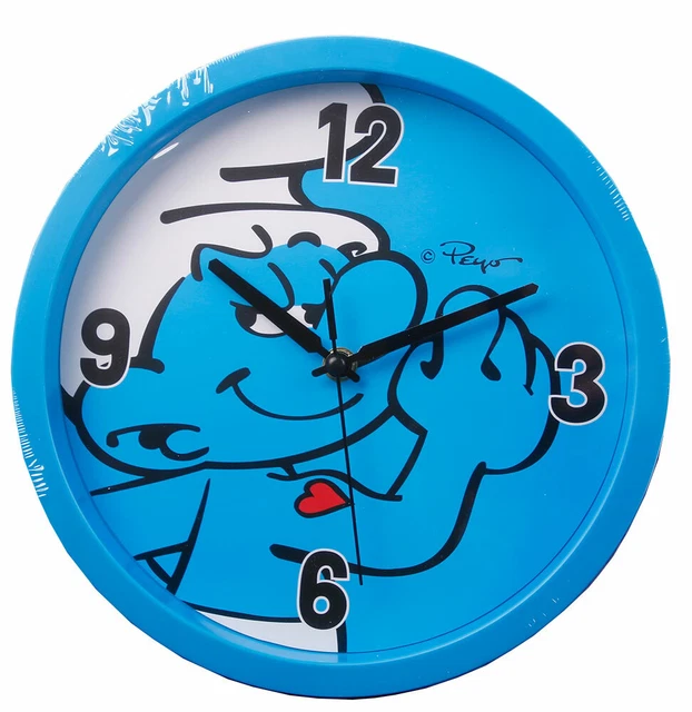 Küchenuhr Quartz Wanduhr mit Schlumpf Motiven Kinderzimmer Kinderuhr Lernuhr