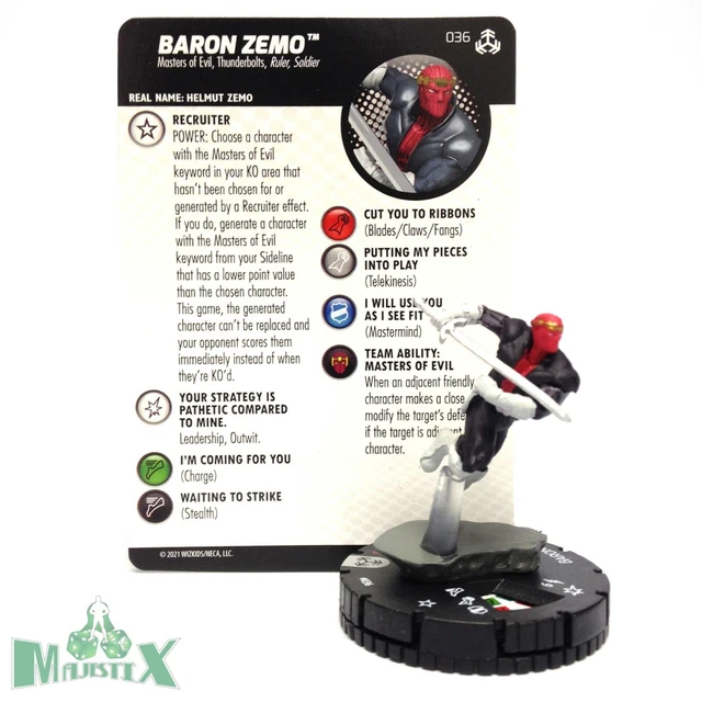 Heroclix Avengers War of the Realms set Baron Zemo #036 Rare figure w/card!