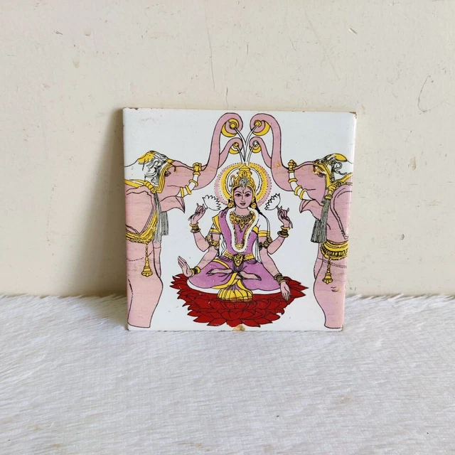 Vintage Goddess Of Wealth Laxmi Ji Architecture Furniture Tile Decorative Old