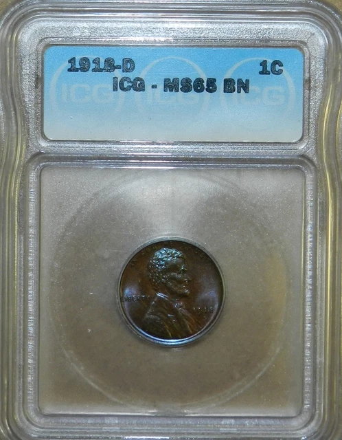 1918 D Lincoln Wheat Cent MS 65 BN [PURPLE TONED] - ICG  UNC BU Penny [7]