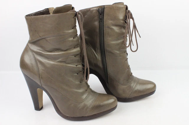 Bottines à Lacets MINELLI Cuir Taupe T 39 TRES BON ETAT