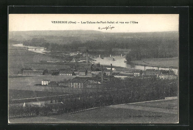 CPA Verberie, Les Usines de Port-Salut et vue sur l´Oise