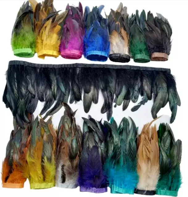 Bronze Rooster Feather Trim Fringing Ribbon 18 Colours Price per 30cm DIY Craft