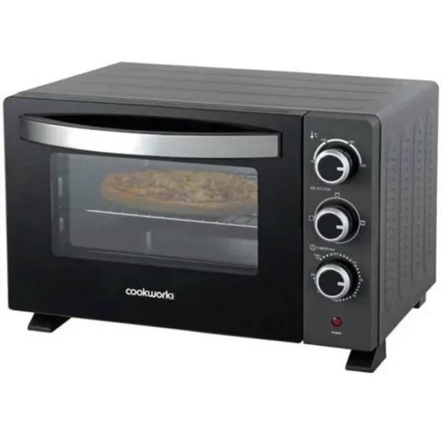 NEW COOKWORKS 20L Mini Oven and Grill Defrost Reheat Food Cooking 1380w ...