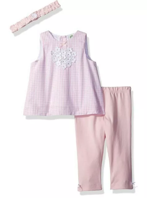 LITTLE ME Baby Girl 3 Piece WOVEN TUNIC SET Pink NEW 9 Month Headband Outfit