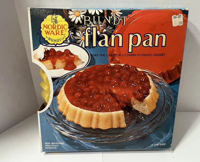 VINTAGE NORDIC WARE Bundt Flan Pan Non Stick 4 Cup Original Box Harvest