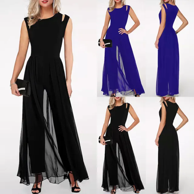 Elegant Jumpsuit Damen Overall Hosenrock Partykleid Catsuit Hosenanzug Einteiler