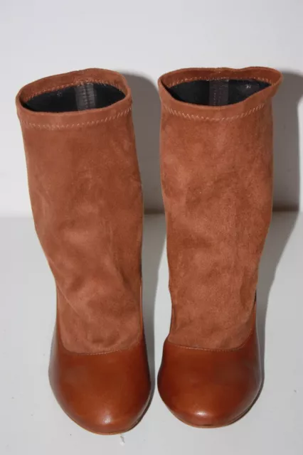 SAN MARINA  Bottines Boots Cuir Stretch Marron Clair Hauts Talons T 37 TBE 3