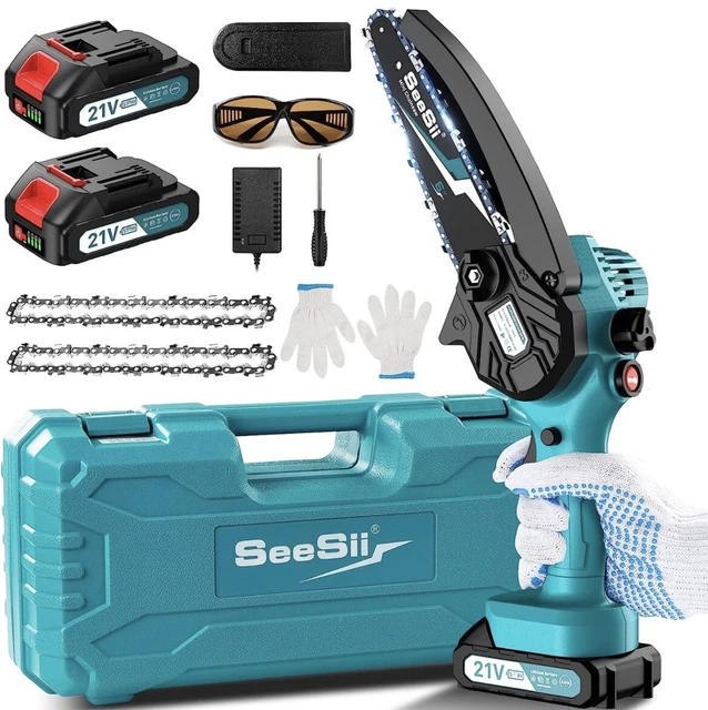 Mini Motosega A Batteria Per Potatura 6 Pollici - Con 2 Batterie 8000mAh, Leggera E Potente
