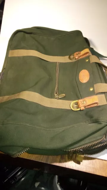 Dakota Tumi Green Canvas With Leather Weekender Carry-On Duffel Bag 21x13x9.5