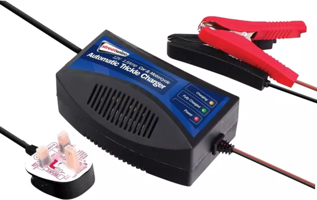 12v & 6v Fully Automatic Car Battery Trickle Charger - For Lead-Acid, GEL, AGM