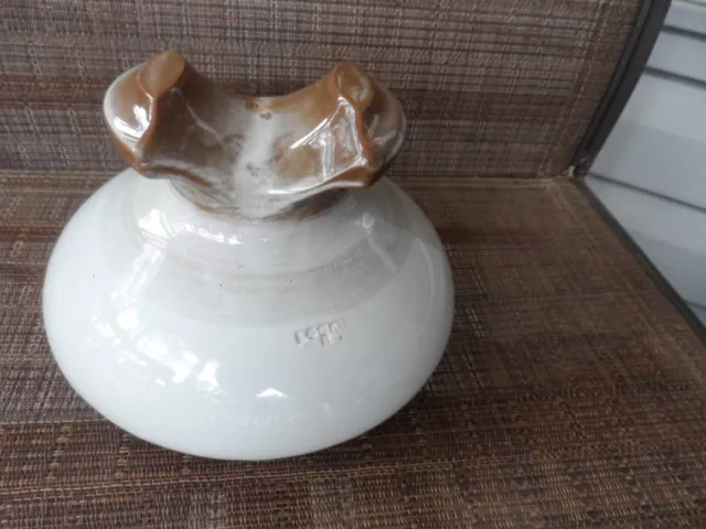 Antique Locke R Porcelain Ceramic Insulator 2 Tone + Threaded Metal Hardware Rod