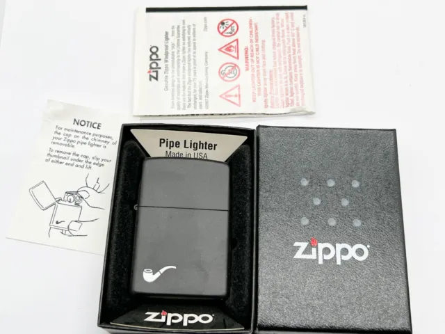 Vintage Retro Zippo Pipe Lighter Boxed Nos Old Stock - Black Pipe