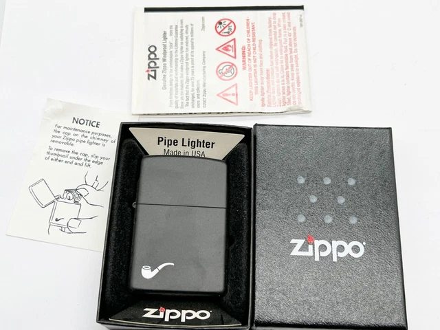 Vintage Retro Zippo Pipe Lighter Boxed Nos Old Stock - Black Pipe