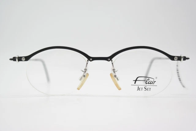 Lunettes Sans Monture Flair Jet Set 702 Argent Bleu - Vintage Allemand NOS - Unisexe