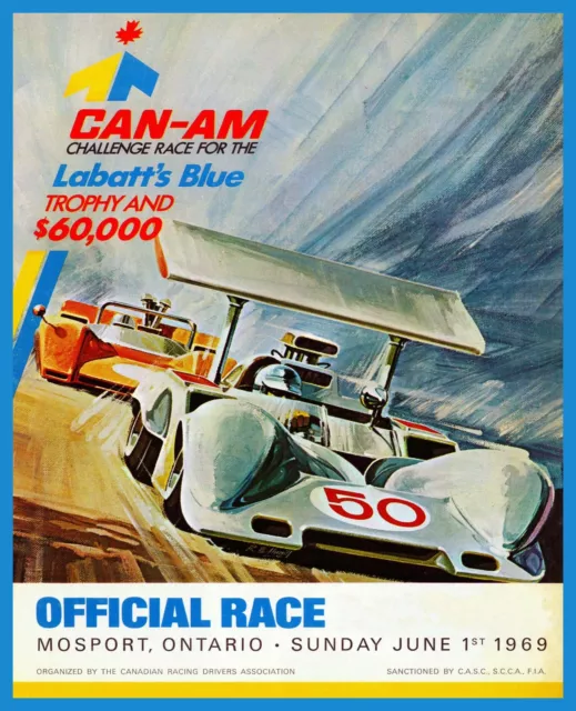 Decor POSTER.Office Home room Art Design.Can-Am Car race.1969 $60k trophy.6858