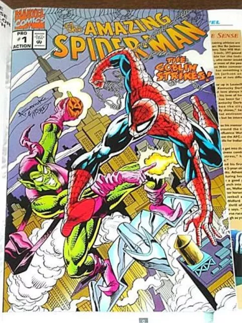 Amazing Spiderman Rare Giveaway Promo Nfl Pro Action 1 Goblin Strikes Green Mag