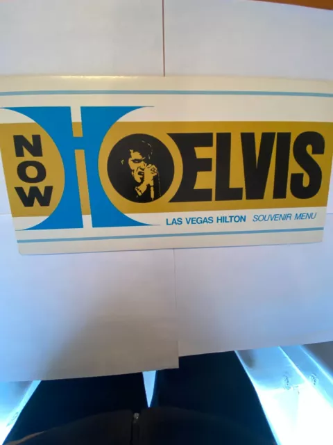 'ELVIS NOW ' menu from the Las Vegas Hilton 7 by 14 INCH