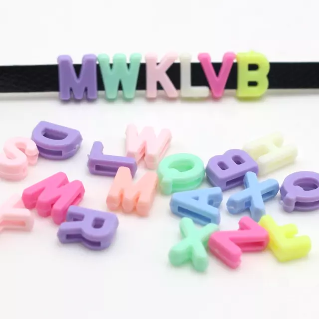 200 Mixed Pastel Color Acrylic Alphabet Letter Slide Charm Fit 8mm Wristbands