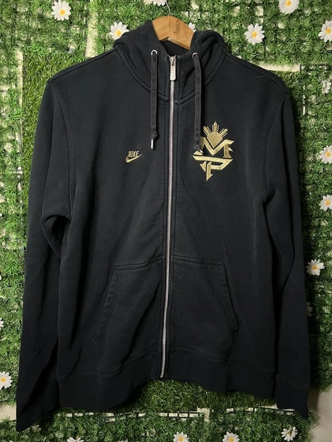 Vintage Nike Sportswear Manny Pacquiao Large Zip Up Hoodie Black Gold MP RARE Vintage Nike Sportswear Manny Pacquiao Large Zip Up Hoodie Black Gold MP RARE
