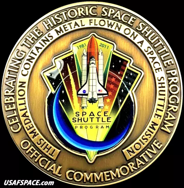 Space Shuttle Commemorative Nasa Coin-Medallion Containing Flown Shuttle Metal