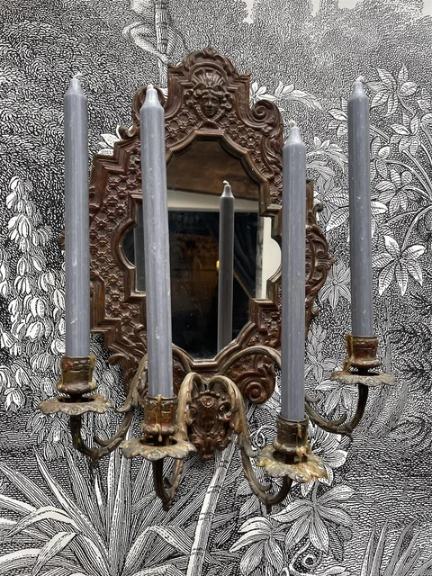 Vela de cena gris 28 cm, vela rústica cónica oscura, vela oscura